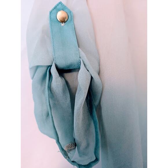 MNK, beige and aqua shear Ombre blouse, Open-Back Small NWT officesiren Y2K - Picture 2 of 7